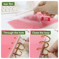 A6 Acrylic Loose-leaf Notebook Cover Glitter Transparent Binder Notebook Shell DIY Scrapbook Cover Office Stationery Supplies
