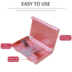 Business Card Holder Hand Push Card Case Bank Card Membership Cards Package Metal Ultra Thin Business Card Box Organizer