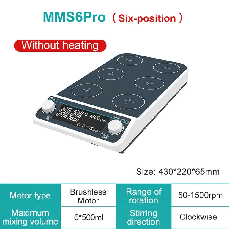JOANLAB Multiple Magnetic Stirrer Hot Plate Digital Display Laboratory Stirrer Magnetic Mixer Heating Four-station Six-Position