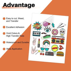 HTVRONT 20 Pcs White/Transparent Glossy Sublimation Adhesive Vinyl Sticker Sheets Sublimation Paper Waterproof for Cups Glass