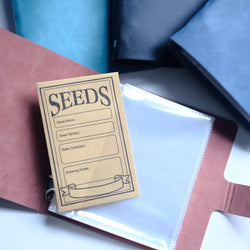 Large Capacity 5inch 2rings Seed Organizer Binder Insertable PU Leather Album for Seed Storage,Gardening Journal,Plant Envelopes