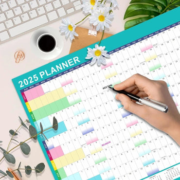 2025 Wall Calendar Yearly Planner with Marker and Adhesive Stickers for Home