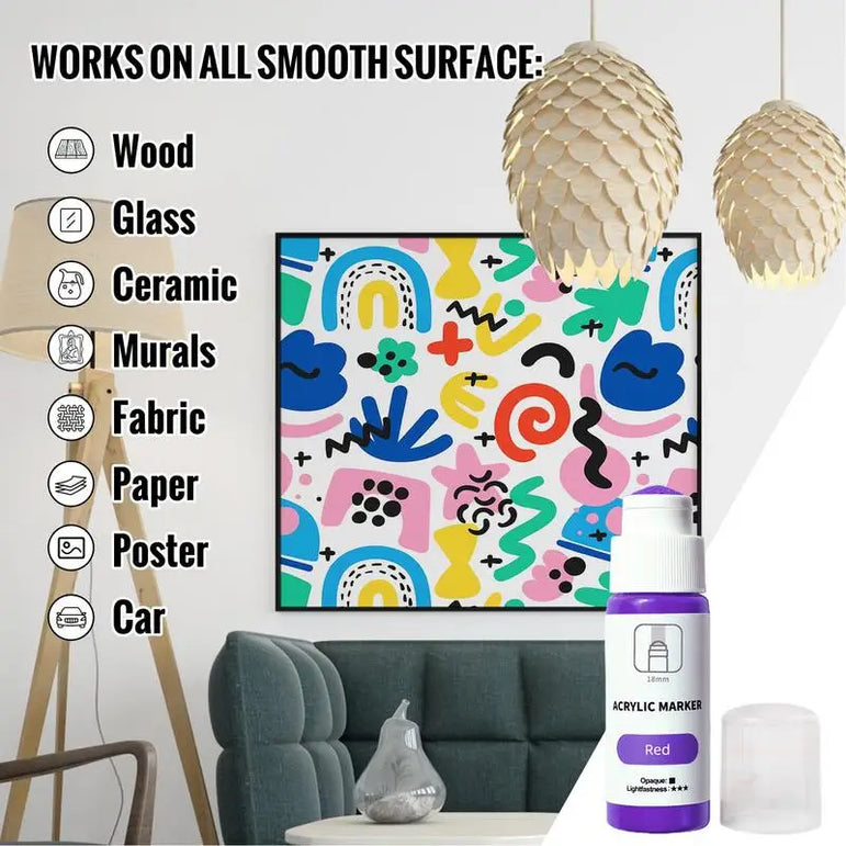 Mop Marker Quick Drying 18mm Tip Acrylic Marker Pen Permanent Fade-Resistant Ink For Murals Canvas Metal Glass Paper Wood 60ml
