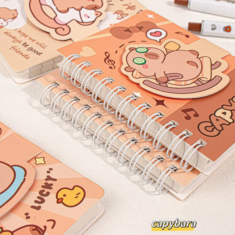 A7 Cartoon Capybara Coil Notebook Kawaii Learning Coil Book Cute Study Pocket Notepad Small Notebook School Stationery 
﻿ 
﻿