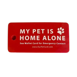 Dog Cat are Home Alone Alert Emergency Card & Key Tags with Emergency Contact Call Cards Pet Emergency Contact Keychain