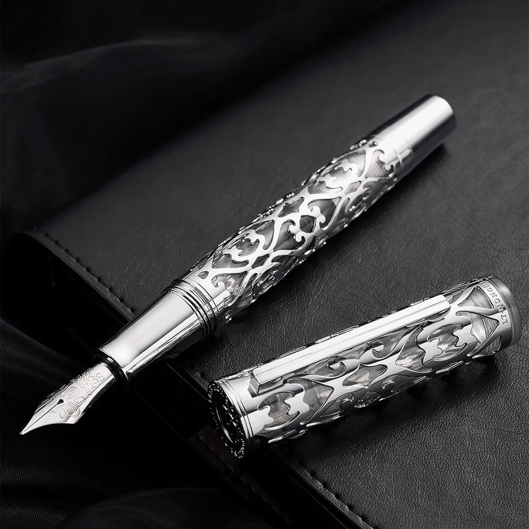 Hot Hongdian D1 Fountain Pen EF F Nib Skeleton Hollow Resin Writing ink Pens Piston filling school office supplies with tools