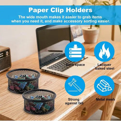 Metal Mesh Paper Clip Holders For Desk Stackable Paperclip Holder Practical And Durable Office Organizer Desk Accessories