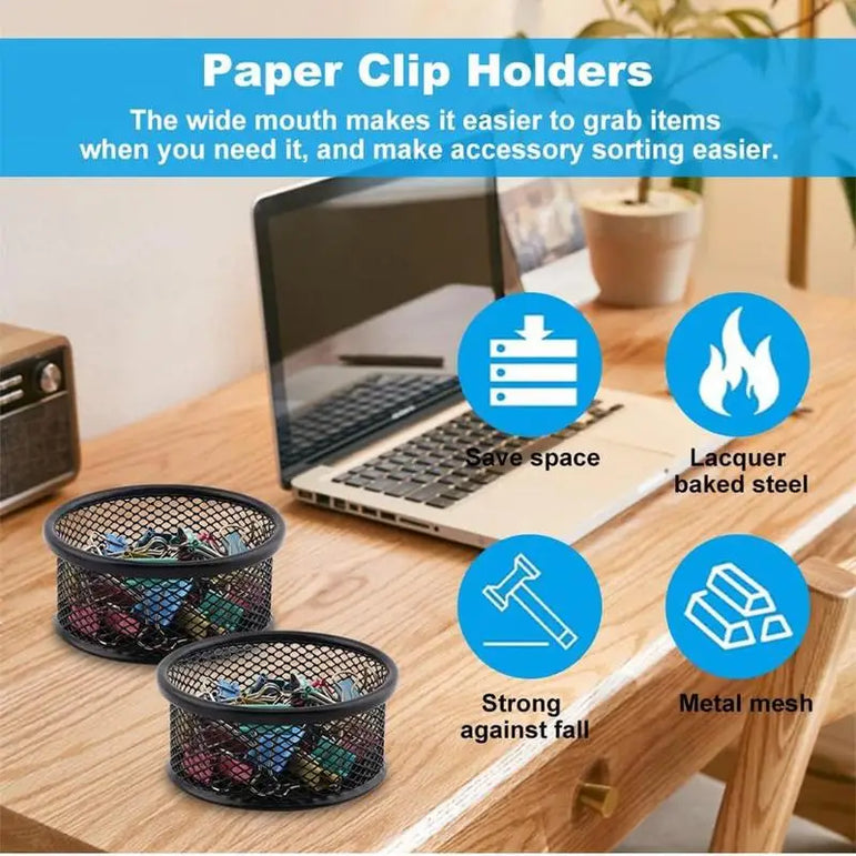 Metal Mesh Paper Clip Holders For Desk Stackable Paperclip Holder Practical And Durable Office Organizer Desk Accessories