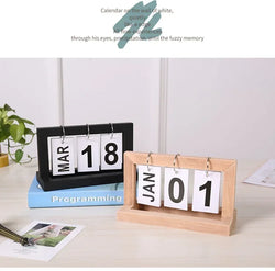 INS Nordic Style Wooden Perpetual Calendar Flip Month Date Display Desktop Schedule Daily Planner Office Home Decor Photo Props