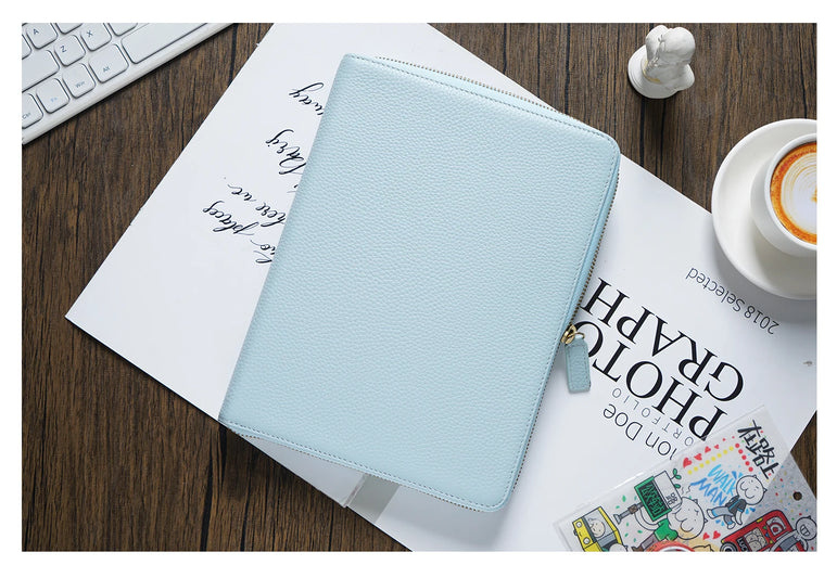 Moterm Genuine Pebbled Grain Leather A5 Zip Cover with Top Pocket Cowhide Planner Zipper Notebook Organizer Agenda Journal Diary