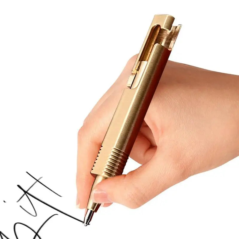 Mini Brass Pen Pocket Ballpoint Pen Signature Pen Small Bolt Action Ballpoint Pen Refillable Retractable Pens