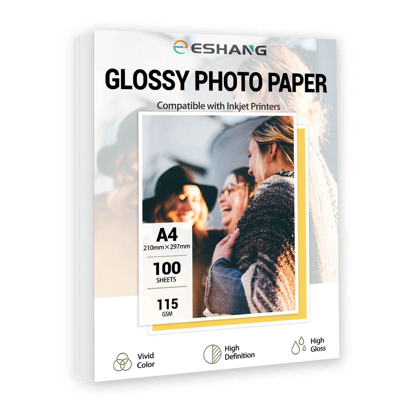 100 Sheets A4 Glossy Single-Sided Photo Paper 115gsm for Inkjet Printing - Premium Quality Photo Printing Paper Sheets