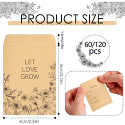 60/120 Pcs Seed Envelopes Bulk 2.36 x 3.15 Inch Seed Packets Envelopes Self Adhesive Small Paper Coin Envelopes Resealable Seed