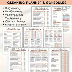 ADHD Cleaning Planner Bundle – Includes Home Cleaning Schedule, Weekly, Monthly, Year-Round Cleanliness Tips, Family Chore Chart