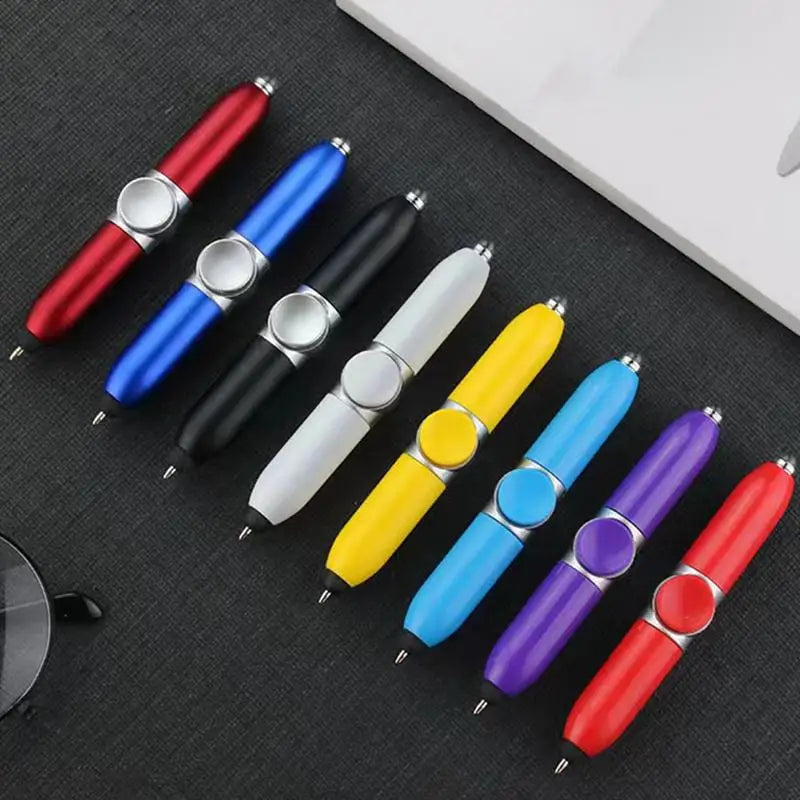 Creative Fingertip Gyroscope Pens Gyro Spinner Light Fidget Toy Pen With Led Relief Stress Finger Ballpoint Pen