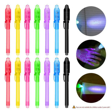 7pcs UV Light Pen Invisible Magic Pencil Secret Fluorescent Pen For Writing Pad Kids Child Drawing Painting Board Safety To Use