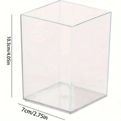 1/2pcs Acrylic Square Pen Holder, Minimalist Clear Desk Organizer for Pens, Pencils, and Stationery, Home, and Office Use