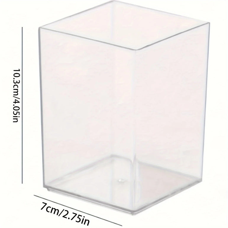 1/2pcs Acrylic Square Pen Holder, Minimalist Clear Desk Organizer for Pens, Pencils, and Stationery, Home, and Office Use