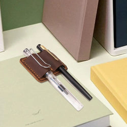 Pen Pencil Holder Double Pen Clip Vintage PU Traveling Notebook Pen Holder Anti Lost Pen Organizer For Pen Pencil