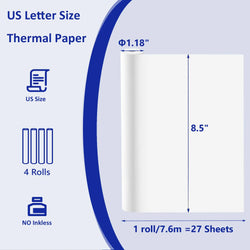A4 Printing Paper roll Thermal Printer Paper 8.5 X 11 Inch Us Letter Paper Size for M08f M832 Portable Printer