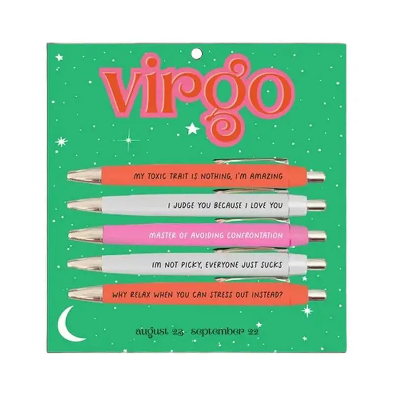 Funny Adult Pens Retractable Ballpoint Pen 5pcs Cute Constellation Pattern Pen Set Stationery Supplies For Homes Classrooms