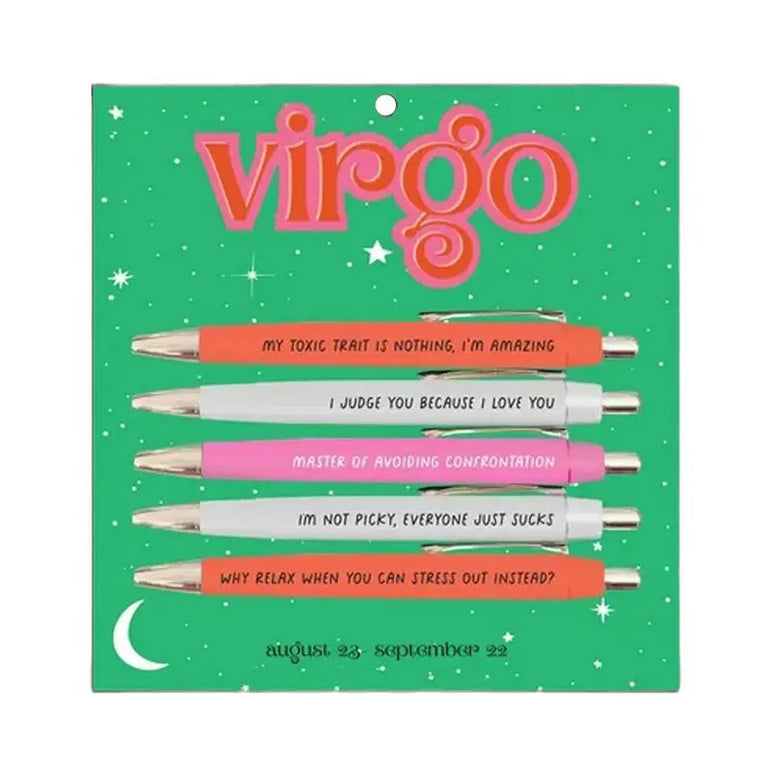 Funny Adult Pens Retractable Ballpoint Pen 5pcs Cute Constellation Pattern Pen Set Stationery Supplies For Homes Classrooms