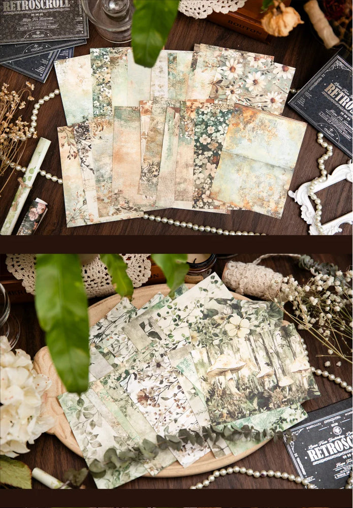 20pcs/lot Memo Pads Material Paper Renaissance Illustrated Scrolls Junk Journal diary Scrapbooking  Background Decoration Paper