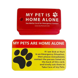 Dog Cat are Home Alone Alert Emergency Card & Key Tags with Emergency Contact Call Cards Pet Emergency Contact Keychain