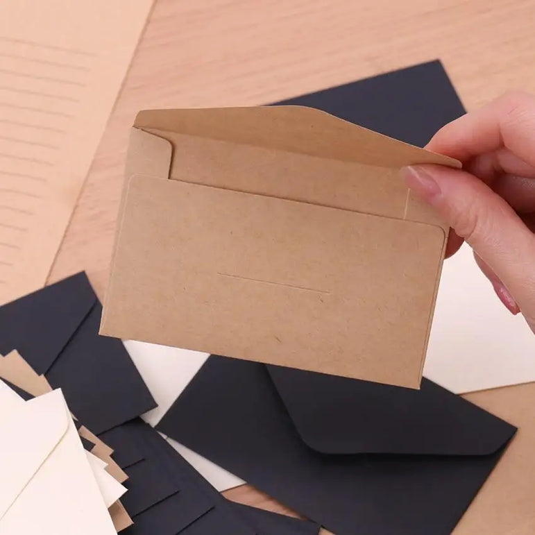 20Pcs 22x11cm Blank Mini Paper Window Envelopes  Classical White Black Kraft Wedding Invitation Gift