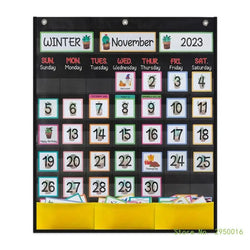 Calendar Pocket Chart for Kindergarten School Classroom with 89 Cards Monthly Calendar Pocket Chart for Kids Learning