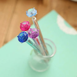 25 Pcs Wholesale Creative Plastic Big Diamond Gel Pen for Gift Pen Student Pen Fresh Stationery Back To School Gel Pen Set