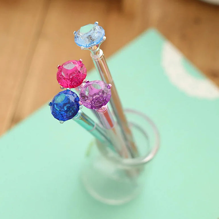 25 Pcs Wholesale Creative Plastic Big Diamond Gel Pen for Gift Pen Student Pen Fresh Stationery Back To School Gel Pen Set