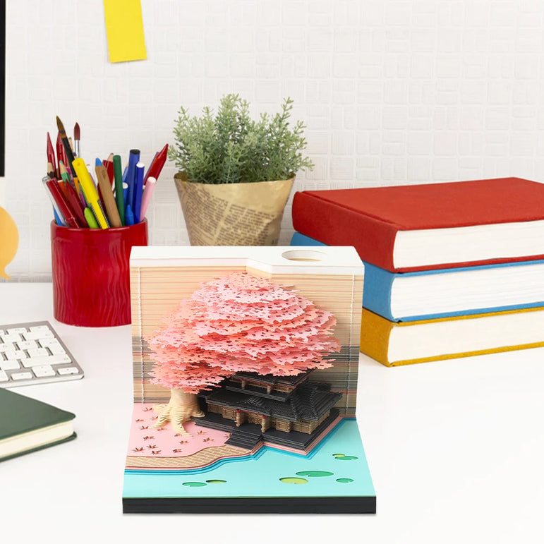 Castl Desk Calendar 2025 Tear-Away 3D Calendar Memo Pad Creative Desk Calendar DIY Notes Notepad 3D Art Calendar Paper