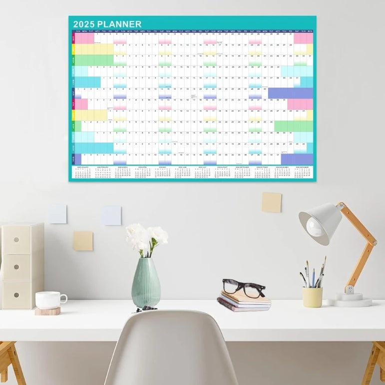 2025 Wall Calendar Yearly Planner with Marker and Adhesive Stickers for Home