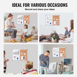 SucceBuy Whiteboard&Cork Board 2-in-1 Magnetic Dry Erase/with Linen Surface Bulletin Board for Wall Mount for School Home Office