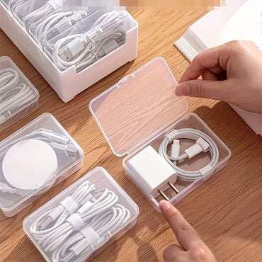 1 Set Data Cable Storage Box Cable Mobile Phone Charger Organizer Winder Desktop Cable Management Box