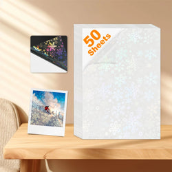 50 Sheets Glitter Cold Lminated Film Overlay Photo Paper Card DIY A4 Size Cold Laminating Sheet Waterproof Transparent Paper