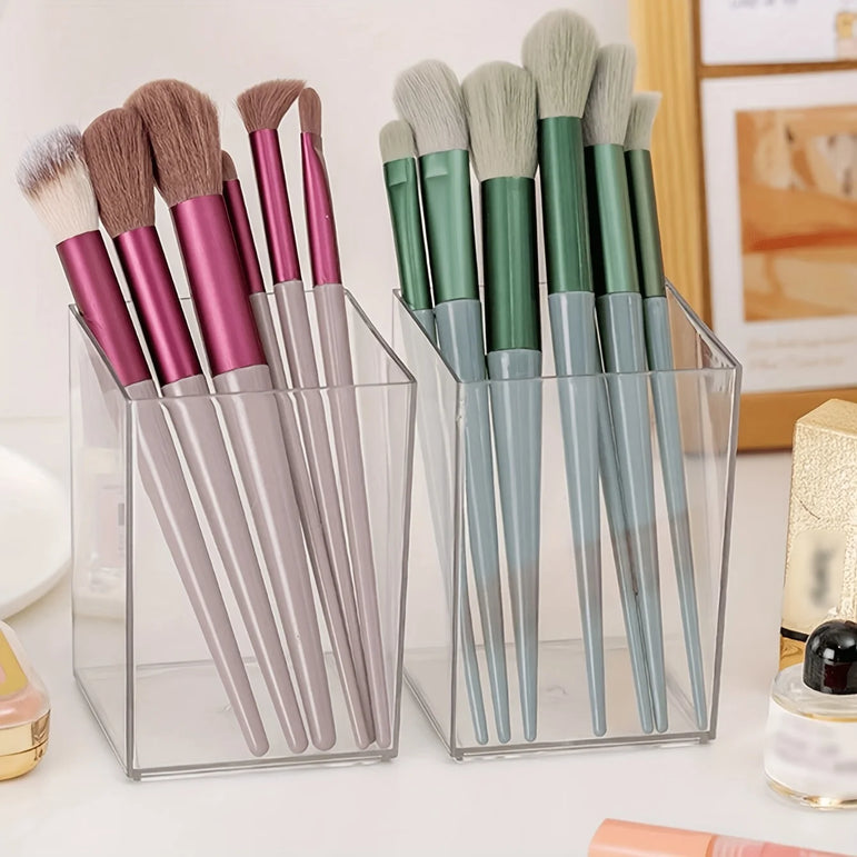 1/2pcs Acrylic Square Pen Holder, Minimalist Clear Desk Organizer for Pens, Pencils, and Stationery, Home, and Office Use