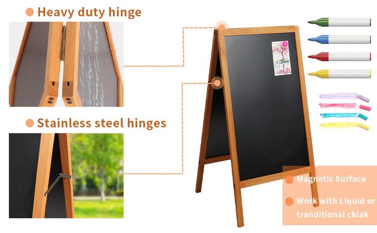A Board Chalkboard Magnetic Chalkboard Easel Double Sided Wooden Sign Board