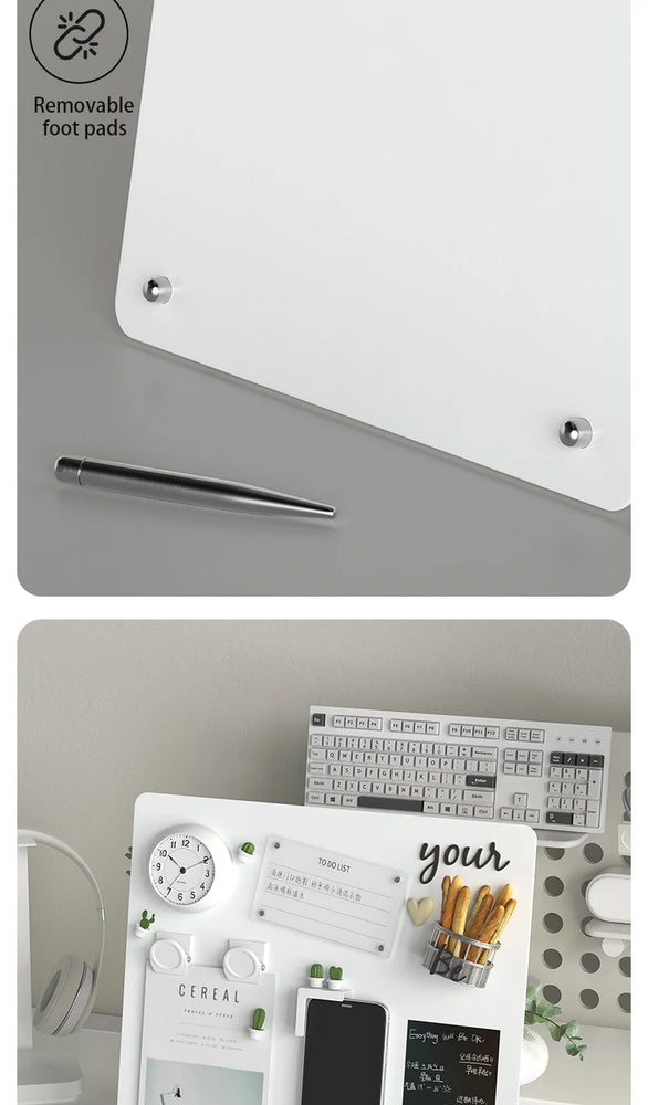 Magnetic Bulletin Board with Stand Magnetic Board for Tabletop with Magnetic Clamp Metal Board for Magnets Display