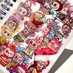 1/3/5 Pcs Cartoon Anime Cute Bunny Print Booklet Roll Book Sticker Combo Book Student Decompress Diy Booklet Material Gift