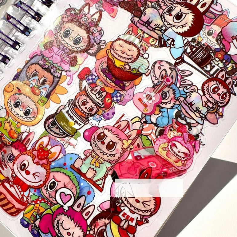 1/3/5 Pcs Cartoon Anime Cute Bunny Print Booklet Roll Book Sticker Combo Book Student Decompress Diy Booklet Material Gift