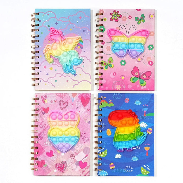 1pc Cartoon Unicorn Notebook Student Children's Silicone Decompression Bubble Coil Notebook Stationery Supplies Gifts 2025 New