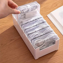 1 Set Data Cable Storage Box Cable Mobile Phone Charger Organizer Winder Desktop Cable Management Box