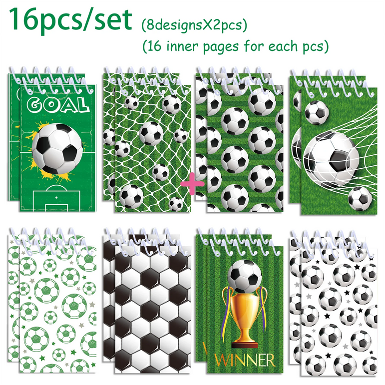 16pcs Football Mermaid Animals Mini Spiral Pocket Notebooks Memo Pad Coil Booklet Notepads For Kids Gifts Party School Diaries
