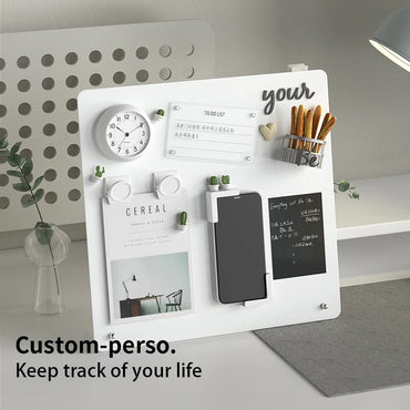 Magnetic Bulletin Board with Stand Magnetic Board for Desktop with Magnetic Clamp Metal Board for Magnets Display