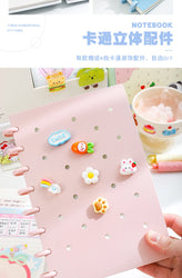 1 Piece of A5 Detachable Mushroom Button Loose-Leaf Book, Creative DIY Thickeneded Foam Pp Cover, 8.2*5.6inch, 100g Thickeneded Paper, 90 Pieces Of/180 Pages with Horizontal Lines, Ladies' Diary, for Gifts, Work, Office and S