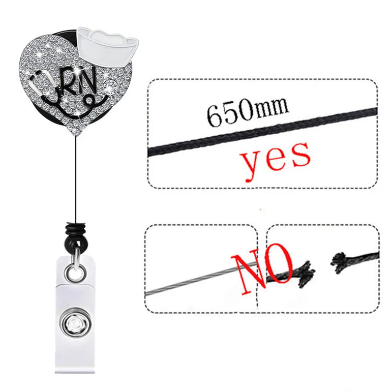 1pc Fashion Cute Rhinestones Retractable Nurse Badge Reel Clip Badge Holder Students Doctor ID Card Holder Keychain Gift