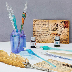 Hand-made glass dip pen 6 crystal glass signature pen Calligraphy glass pen dip pen Borosilicate sketch signature pen