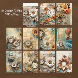 30pcs/pack Light Material Paper Dream Series Three-dimensional Simulation Flower Handbook Base Sticker